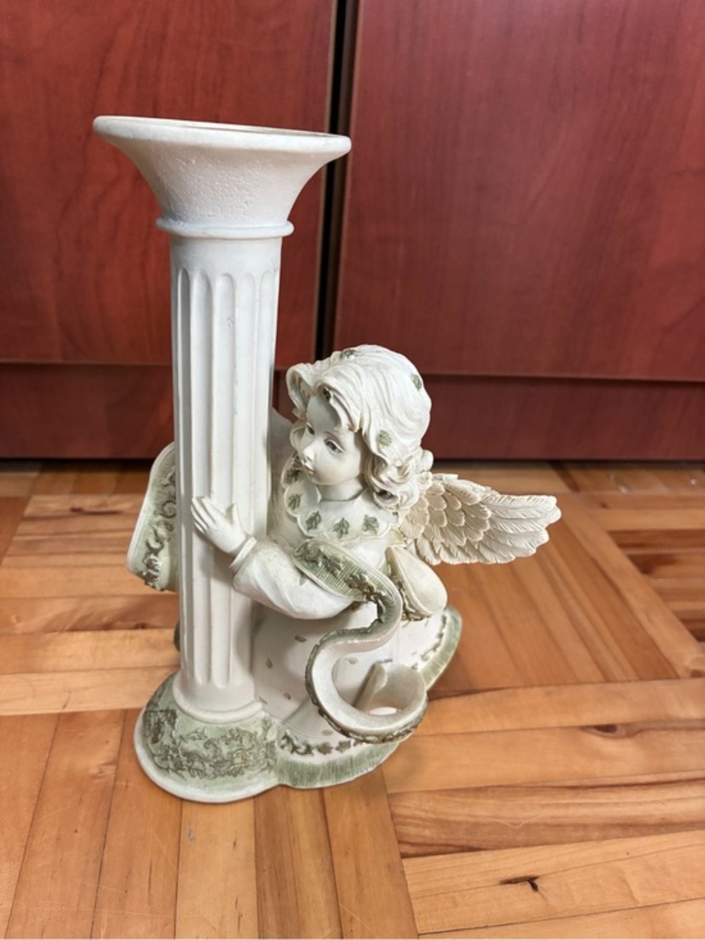 Angel Column Candle Holder - Ivory and Sage Home Accent